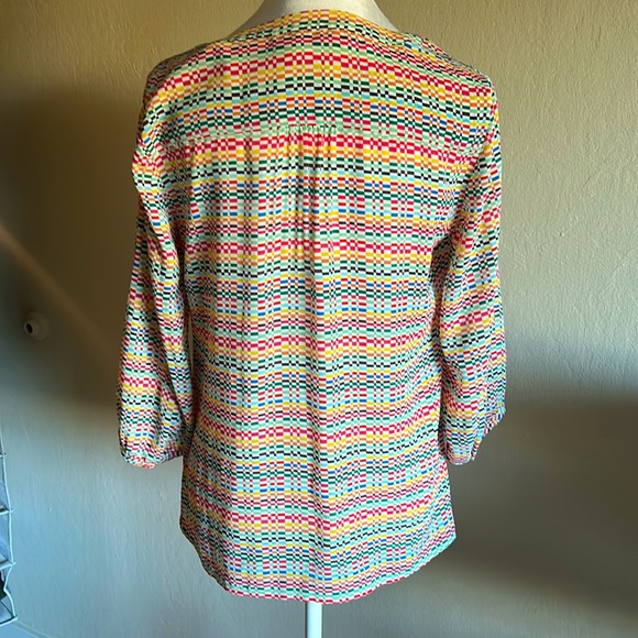 Abstract Rainbow Print 3/4 Sleeve Tunic Top, Banana Republic Size Extra Small - Picture 4 of 7
